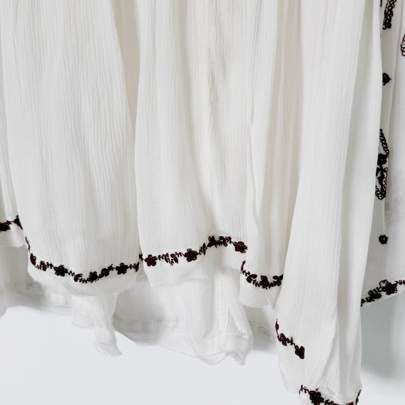 Free People Diamond Embroidery Off White Tunic Blouse Top Size Medium - Picture 6 of 7